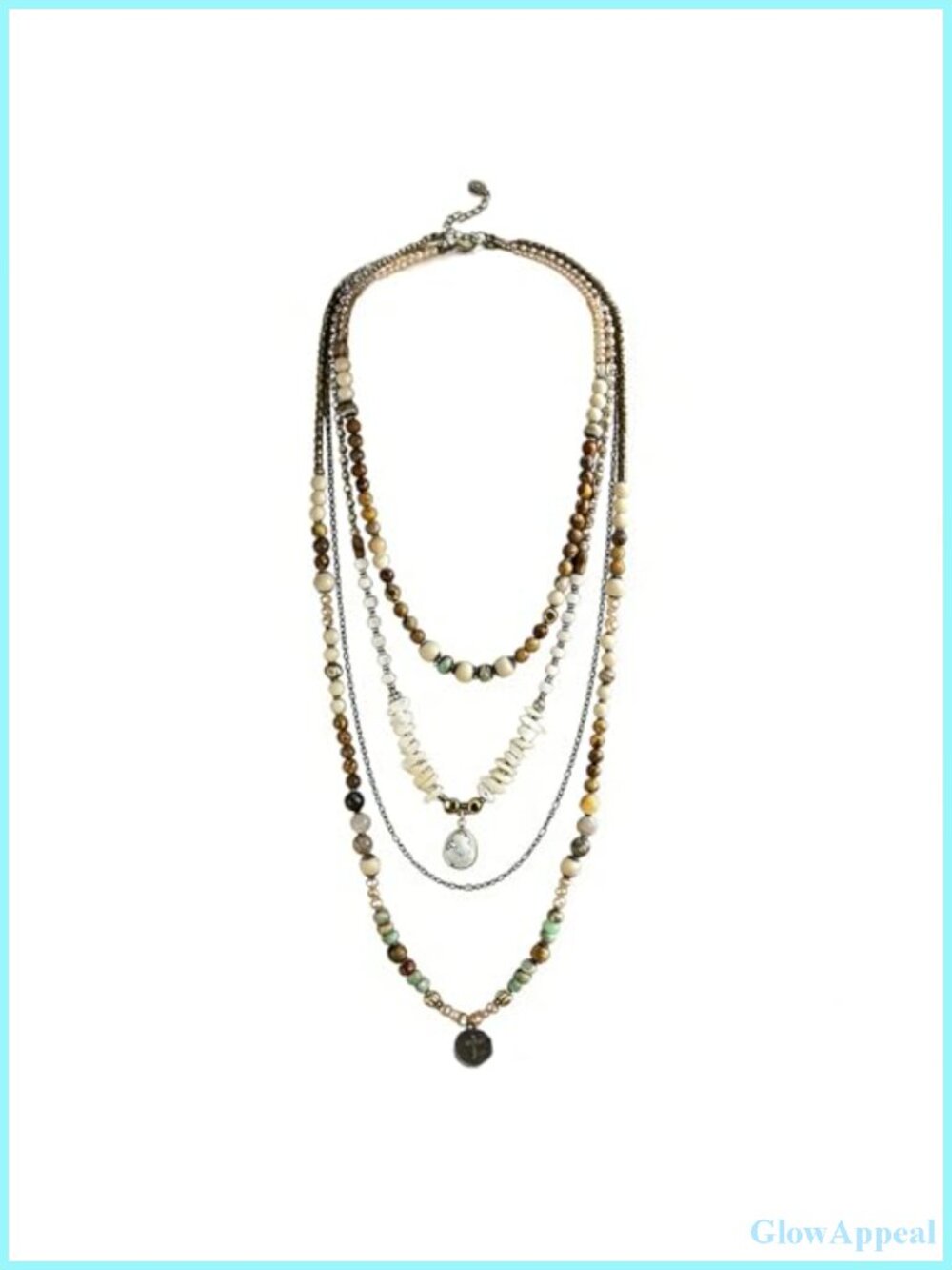 Boho Layered Necklace Bee Elephant Turquoise Pendant Handmade Long Women